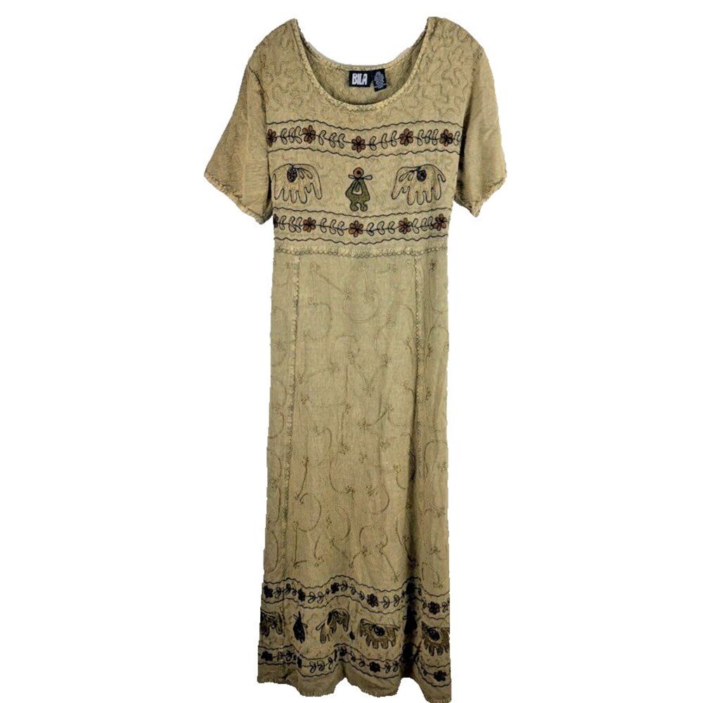 VTG Bila Embroidered Large Maxi Women Boho Festival 90s Hippie Cottagecore Fairy